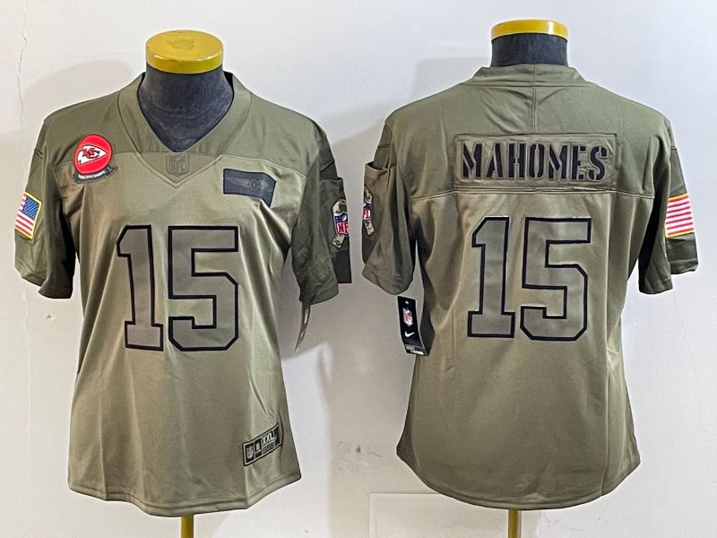 Youth Kansas City Chiefs 15 Mahomes Green 2025 Nike Vapor Limited NFL Jersey style 1